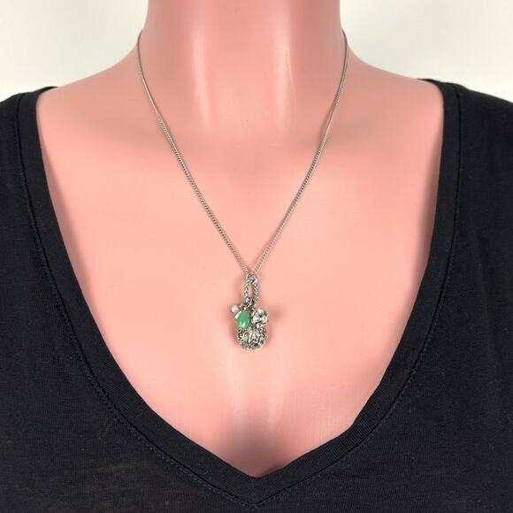 Pendant Charm Necklace Silver gem sparkle 19" chain NO markings - Picture 1 of 5